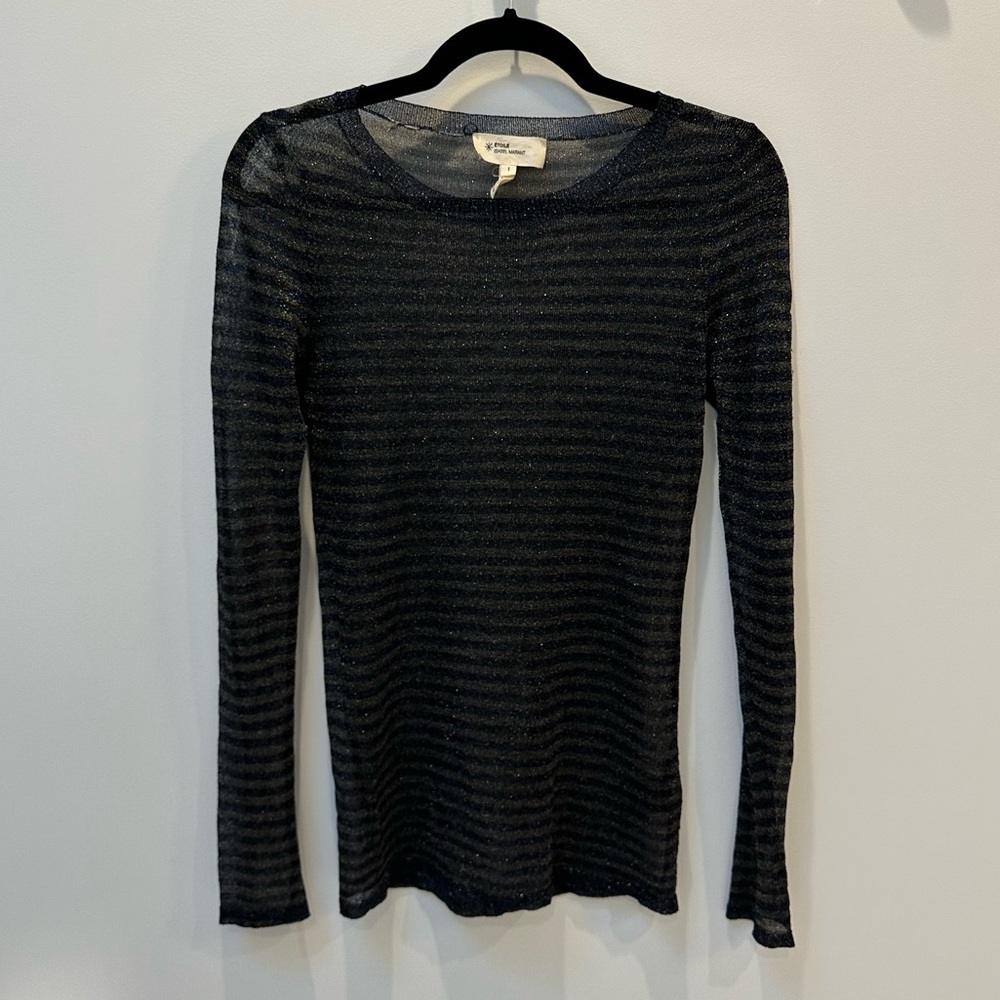 Isabel Marant Etoile | Sheer Long Sleeve Shimmer Top Stripe Size 1